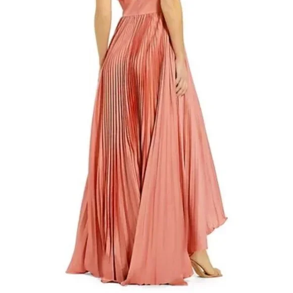 Mac Duggal Dusty Rose Front Cutout Pleated High Low Dress